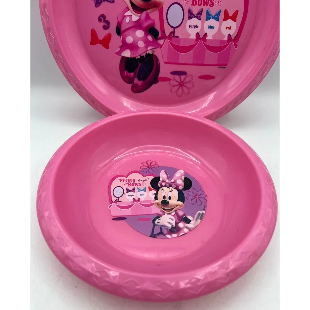 Disney Minnie Mouse Zak Designs Pink Plastic Kids Plates Bow Set of 2